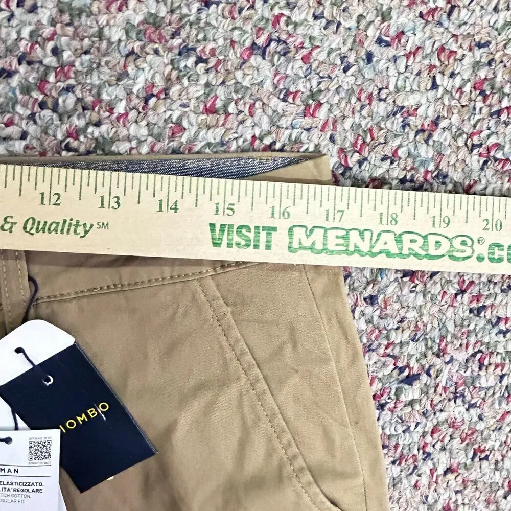 Piombo Italy Men's NWT Toast Tan Stretch Cotton Flat Front Shorts Sz IT 50/US 34